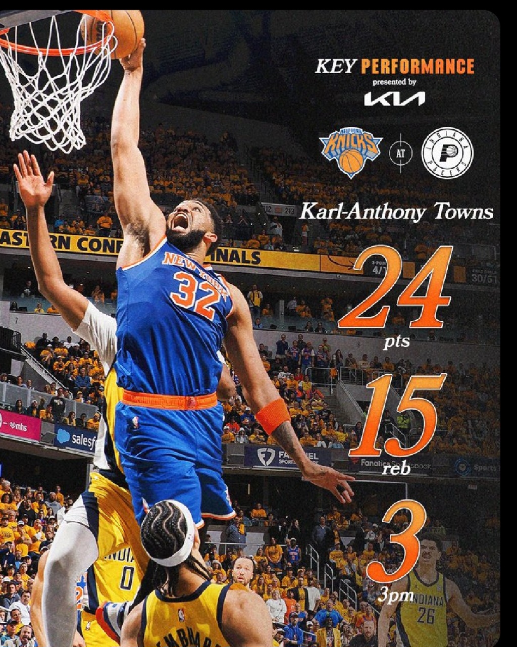 Los Knicks remontan 20 puntos y vencen 106-100 a los Pacers para recortar a 2-1 la desventaja en la serie