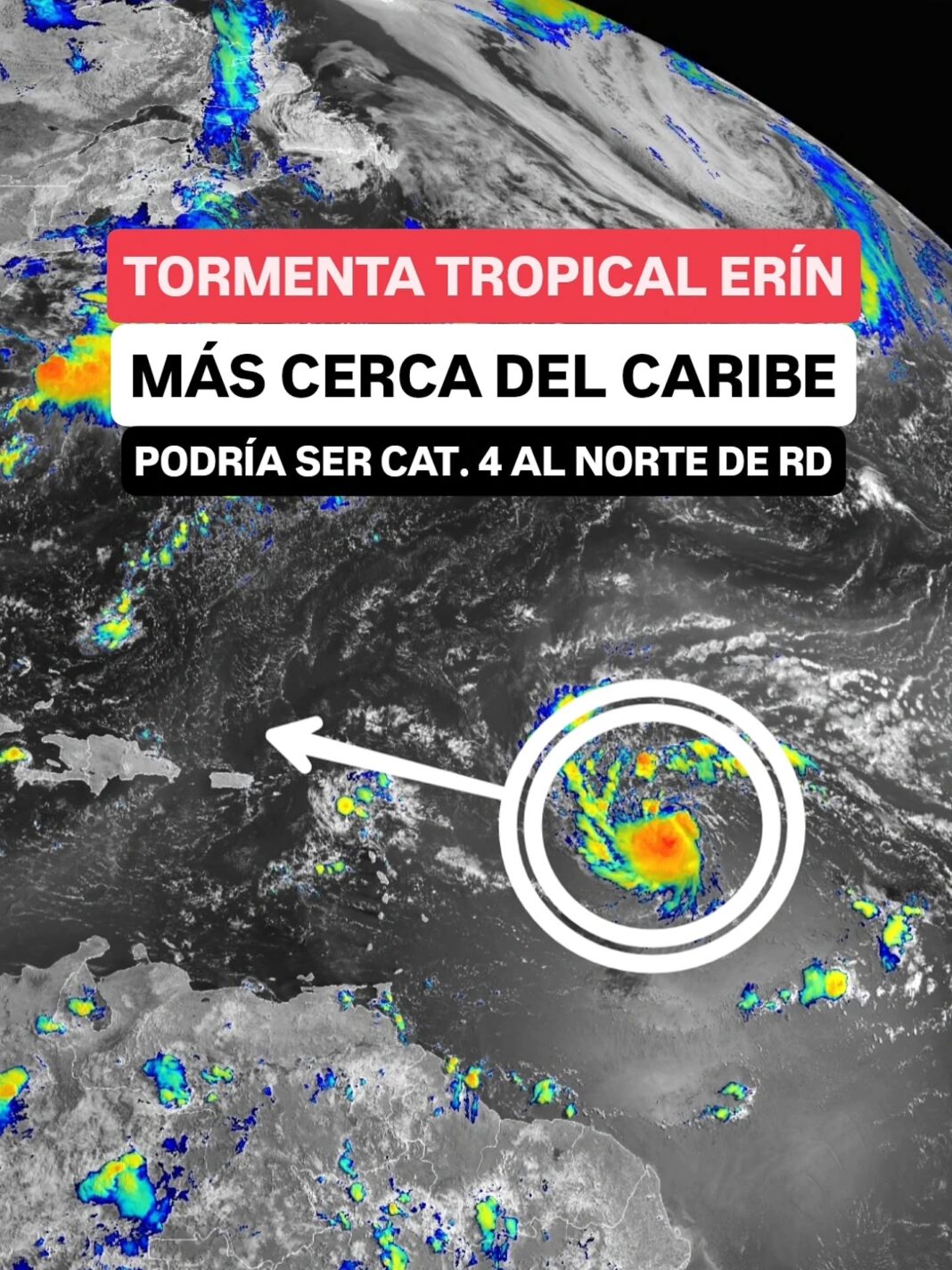 Tormenta Erín gana intensidad y amplía su radio; oleaje afectaría la costa atlántica de RD