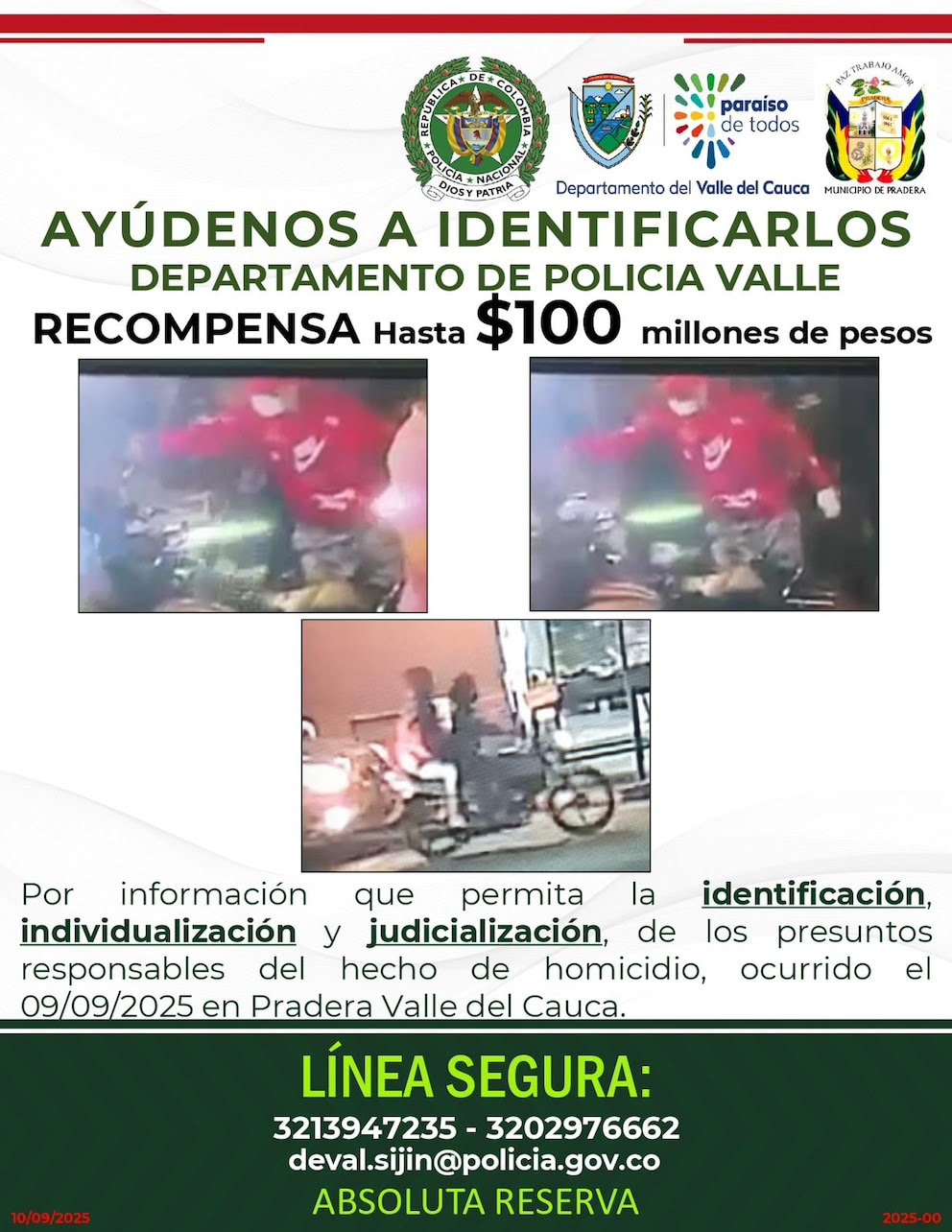 Asesinato del secretario de Gobierno de Pradera mientras veía el partido de la selección Colombia: estas son las imágenes clave para dar con los responsables