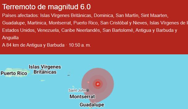 Un sismo de magnitud 6 en Antigua y Barbuda sacude a varios países del Caribe Un sismo de magnitud 6 en Antigua y Barbuda sacude a varios países del Caribe