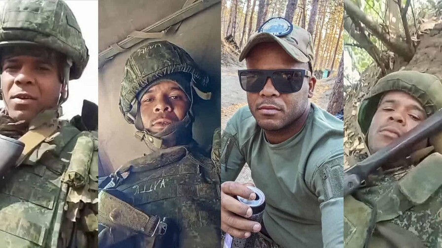 Tres dominicanos detenidos en Panamá por reclutar personas para guerra en Ucrania Composición fotográfica que muestra a Juan Carlos Ávila Espaillat vestido con ropa militar y portando un arma. Asegura que está en Rusia y que combate en la guerra con Ucrania. (CAPTURAS DE VIDEOS PUBLICADOS POR ÁVILA ESPAILLAT EN SU INSTAGRAM)