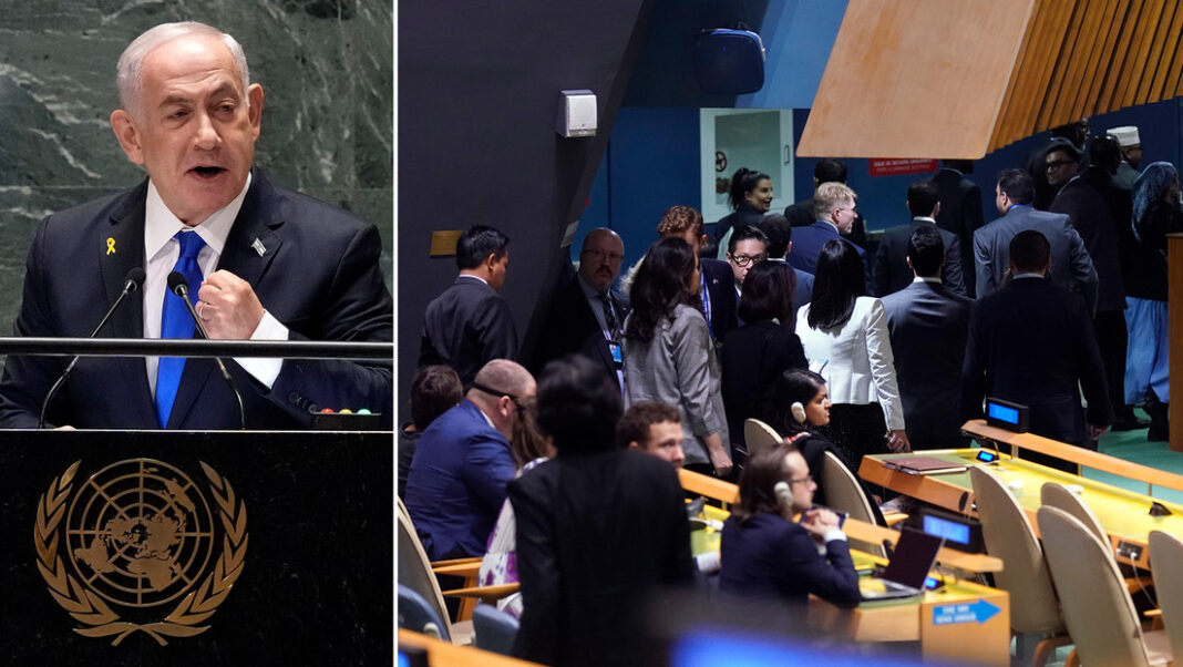 Casi nadie oyó discurso del primer ministro israelí, Benjamín Netanyahu en Nueva York durante la Asamblea General de la ONU. Casi nadie oyó discurso del primer ministro israelí, Benjamín Netanyahu en Nueva York durante la Asamblea General de la ONU.